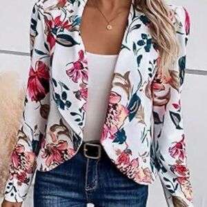 Elegant Floral Blazer - White and Pink